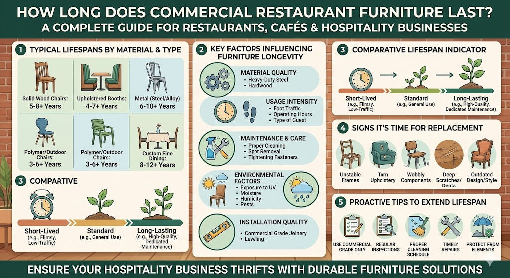 How Long Does Commercial Restaurant Furniture Last? A Complete Guide for Restaurants, Cafés &amp; Hospitality Businesses