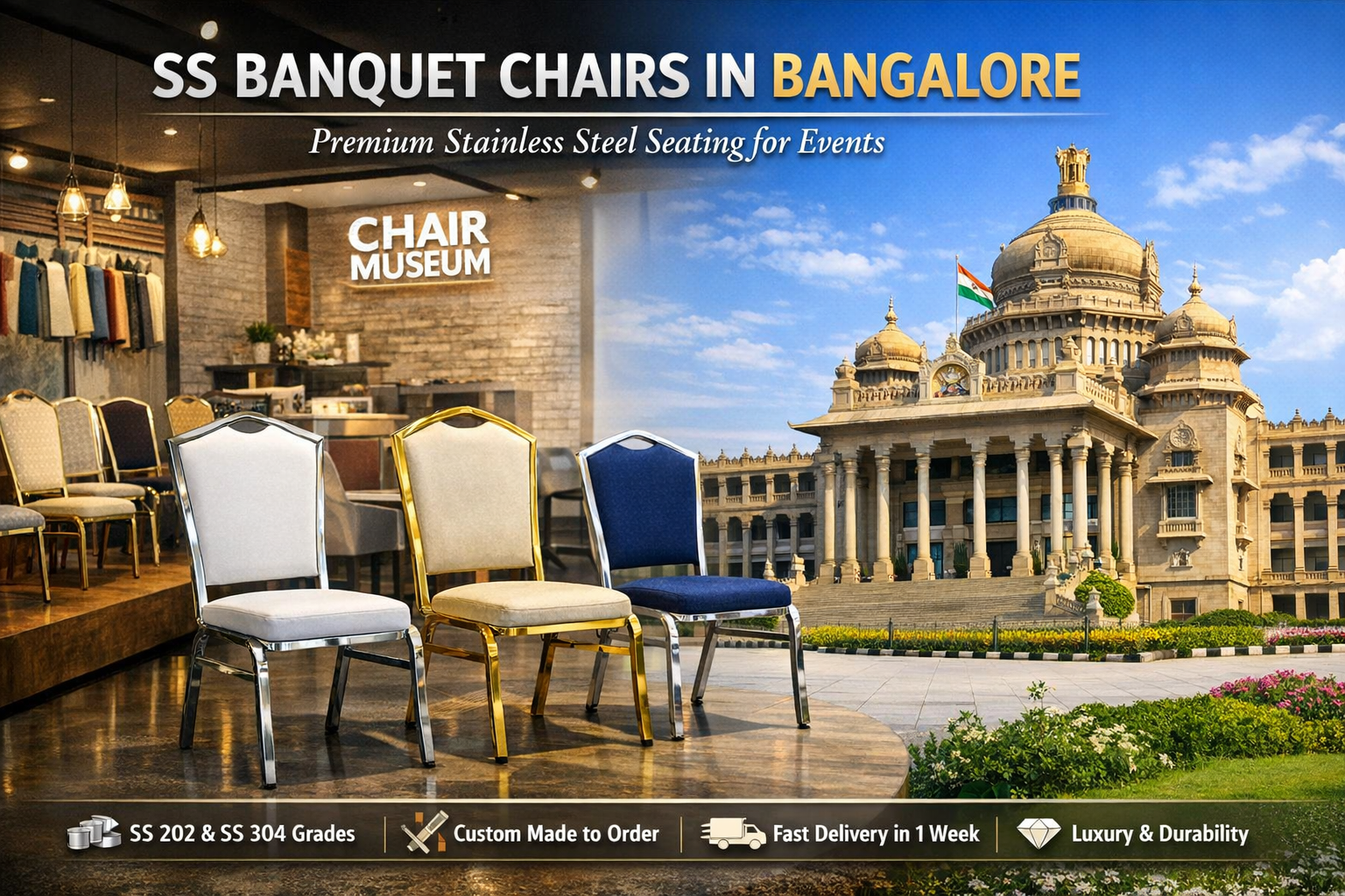 SS Banquet Chairs in Bangalore – Premium Stainless Steel Seating for Events