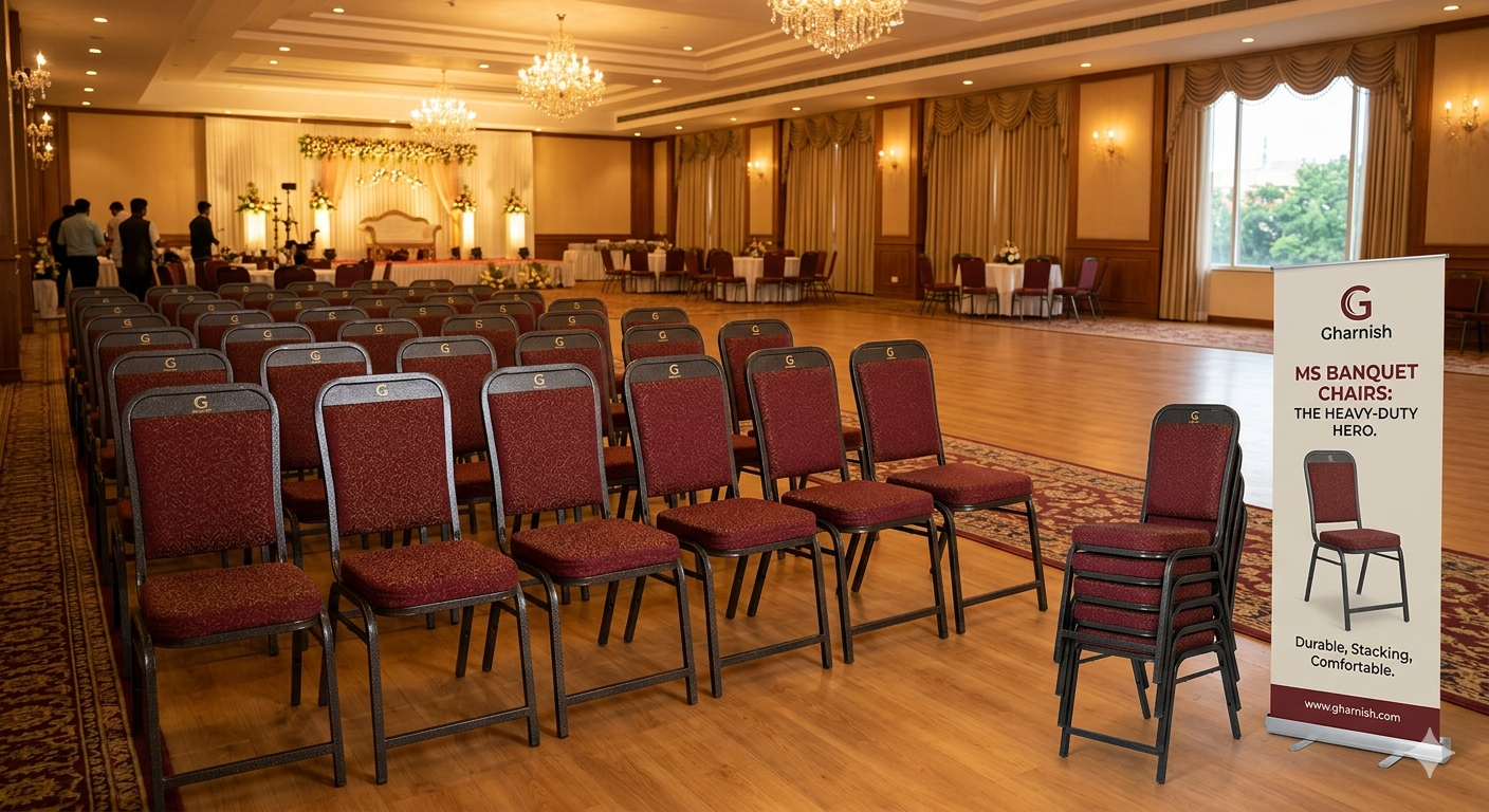 MS Banquet Chairs in Bangalore | Premium Event Seating Solutions by Gharnish