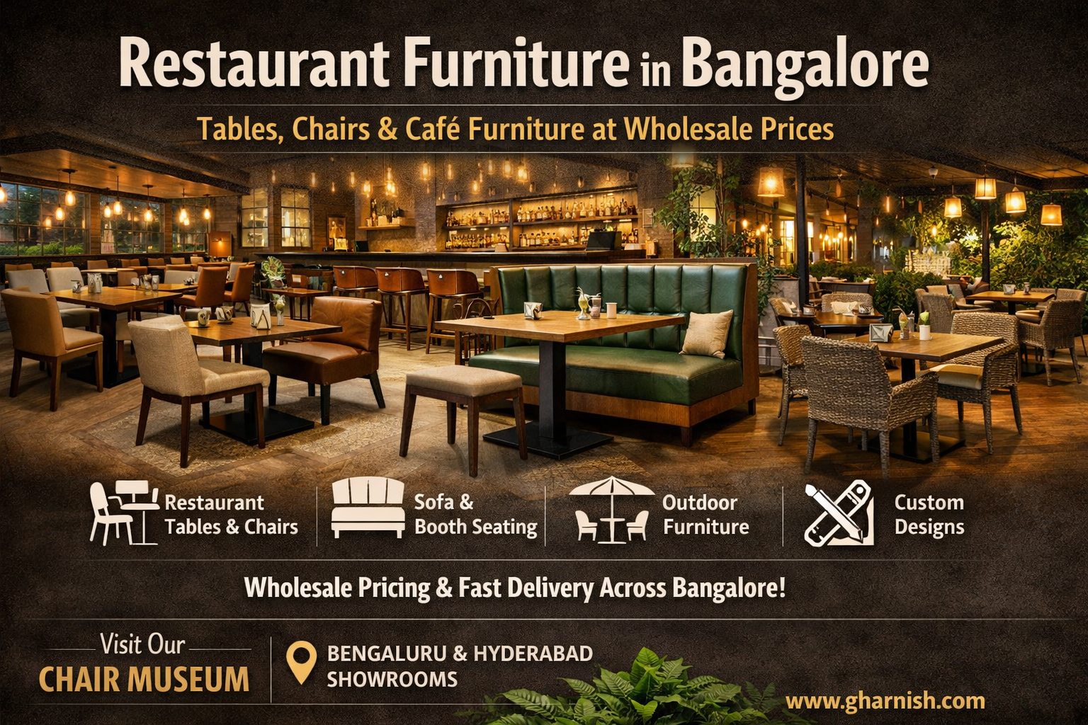 Restaurant Furniture in Bangalore | Tables, Chairs & Cafe Furniture at Wholesale Prices