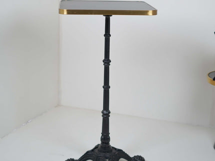 4 Leg Cast Iron Bar Table Base Tile Top With Gold Metal Edge Banding