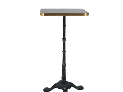 4 Leg Cast Iron Bar Table Base Tile Top With Gold Metal Edge Banding