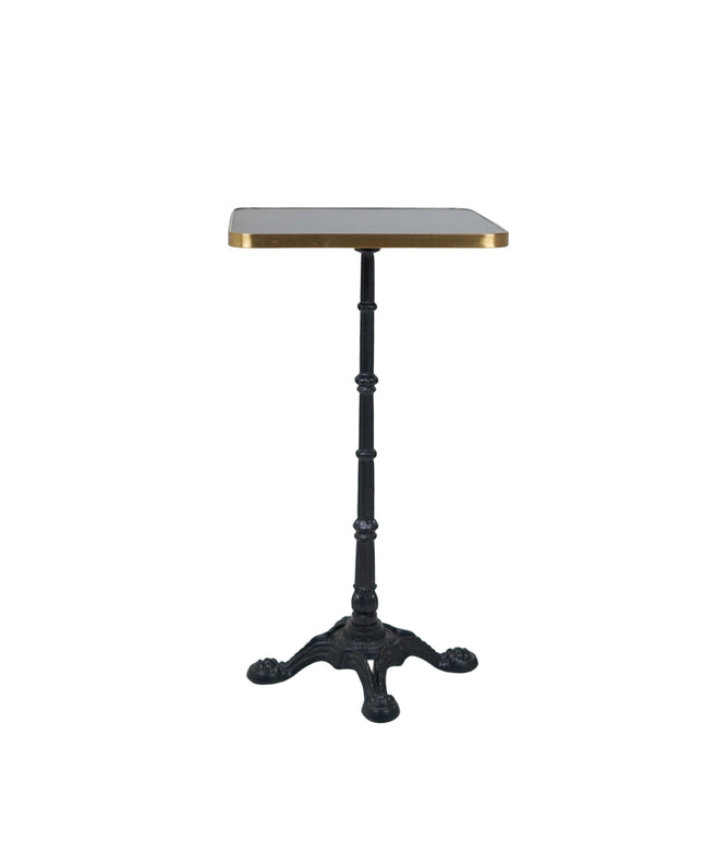 4 Leg Cast Iron Bar Table Base Tile Top With Gold Metal Edge Banding