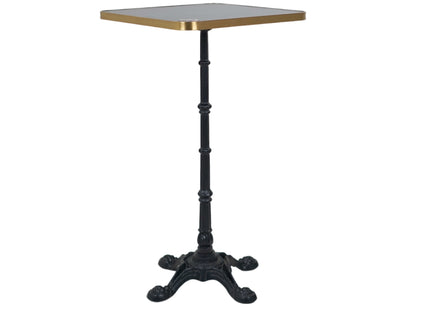 4 Leg Cast Iron Bar Table Base Tile Top With Gold Metal Edge Banding