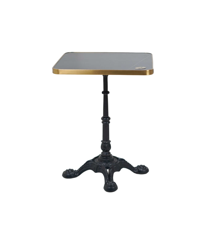 4 Leg Cast Iron Table Base Tile Top With Gold Metal Edge Banding