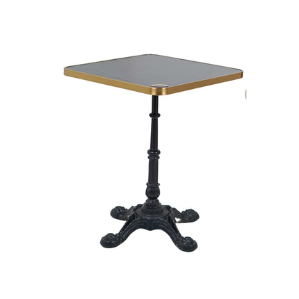 4 Leg Cast Iron Table Base Tile Top With Gold Metal Edge Banding