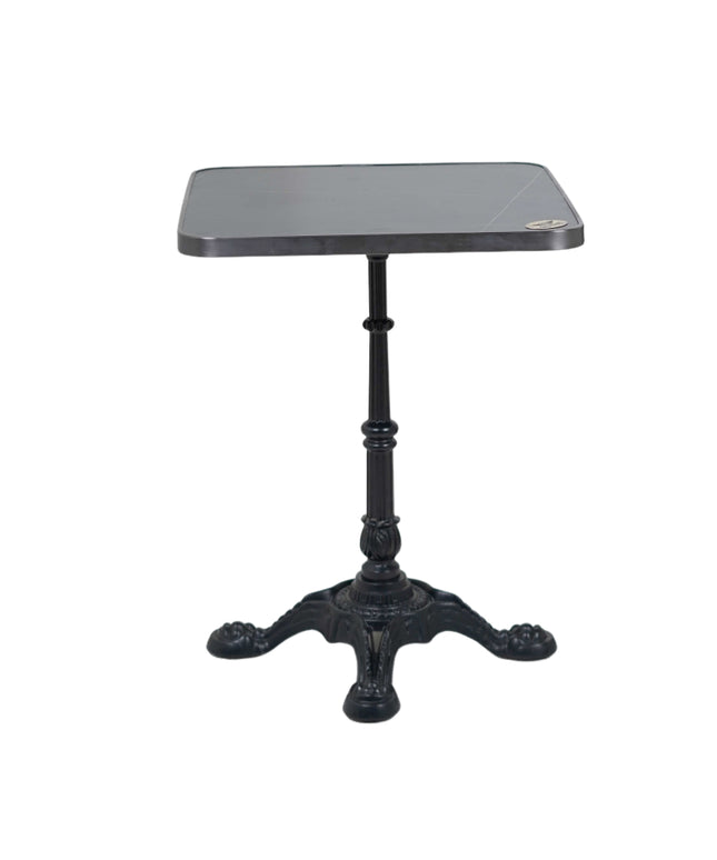 4 Leg Cast Iron Table Base Tile Top With Grey Metal Edge Banding