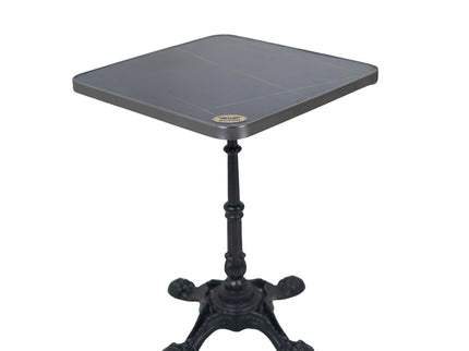4 Leg Cast Iron Table Base Tile Top With Grey Metal Edge Banding