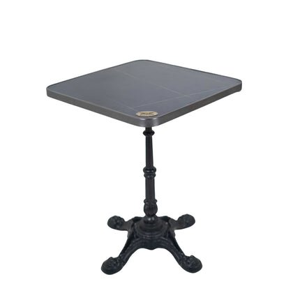 4 Leg Cast Iron Table Base Tile Top With Grey Metal Edge Banding
