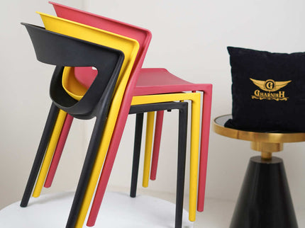 Aura Red Plastic Cafe Chairs Premium