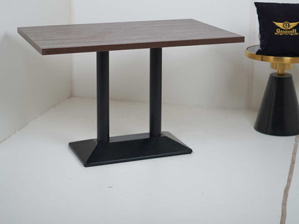 Diamond Box Double Pillar Table Base Brown Top