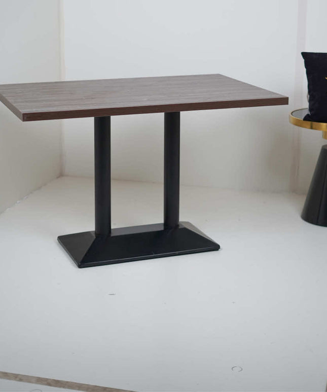 Diamond Box Double Pillar Table Base Brown Top