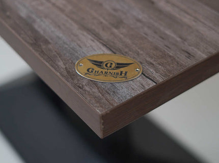 Diamond Box Double Pillar Table Base Brown Top