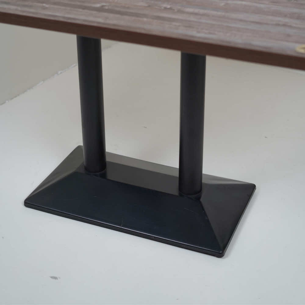 Diamond Box Double Pillar Table Base Brown Top