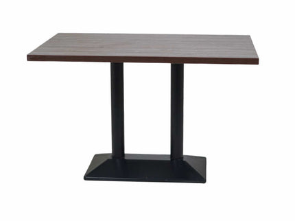 Diamond Box Double Pillar Table Base Brown Top