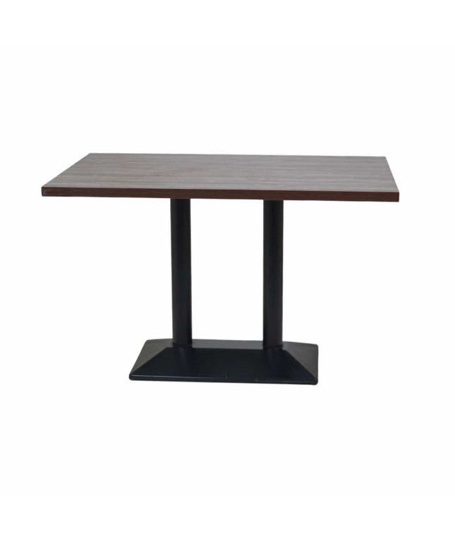 Diamond Box Double Pillar Table Base Brown Top