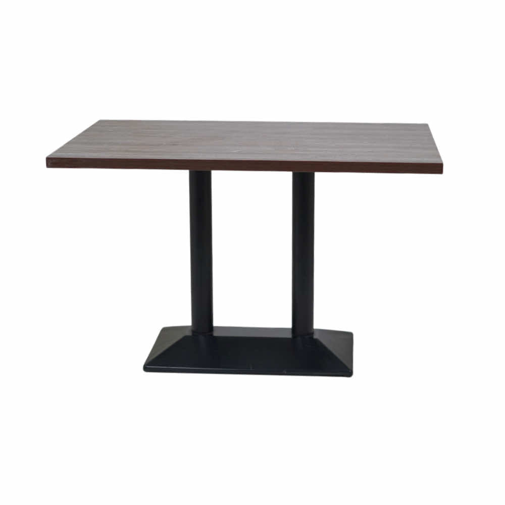 Diamond Box Double Pillar Table Base Brown Top