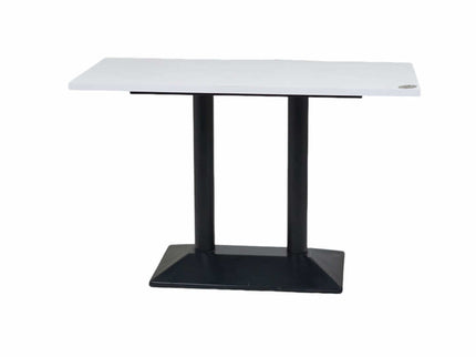 Diamond Box Double Pillar Table Base White Top