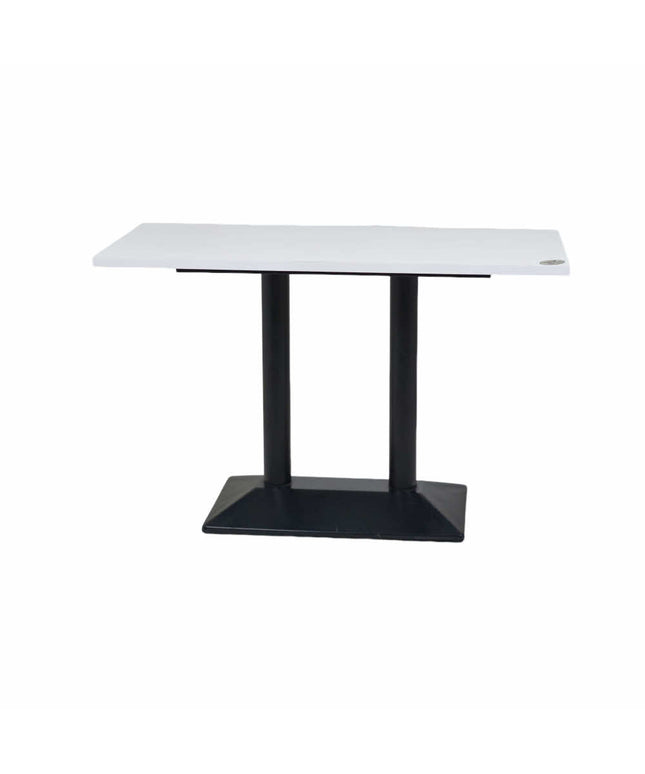 Diamond Box Double Pillar Table Base White Top