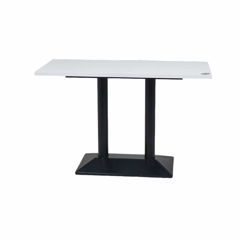 Diamond Box Double Pillar Table Base White Top