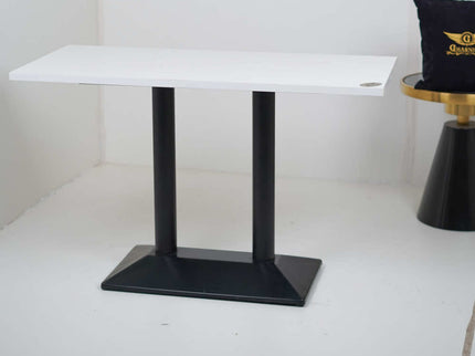 Diamond Box Double Pillar Table Base White Top