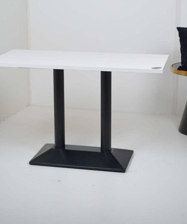 Diamond Box Double Pillar Table Base White Top