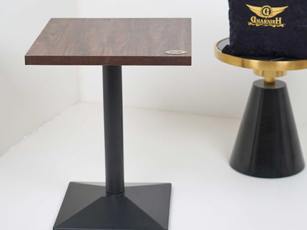 Diamond Single Pillar Table Base Walnut Top