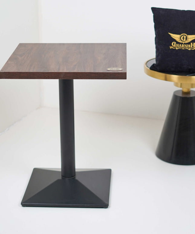 Diamond Single Pillar Table Base Walnut Top