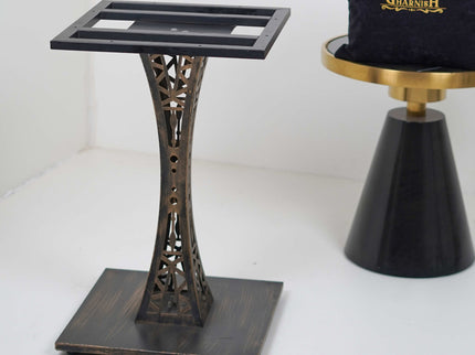 Eifel Table Base Tile Top With Gold Metal Edge Banding