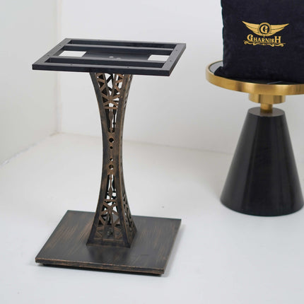 Eifel Table Base Tile Top With Gold Metal Edge Banding