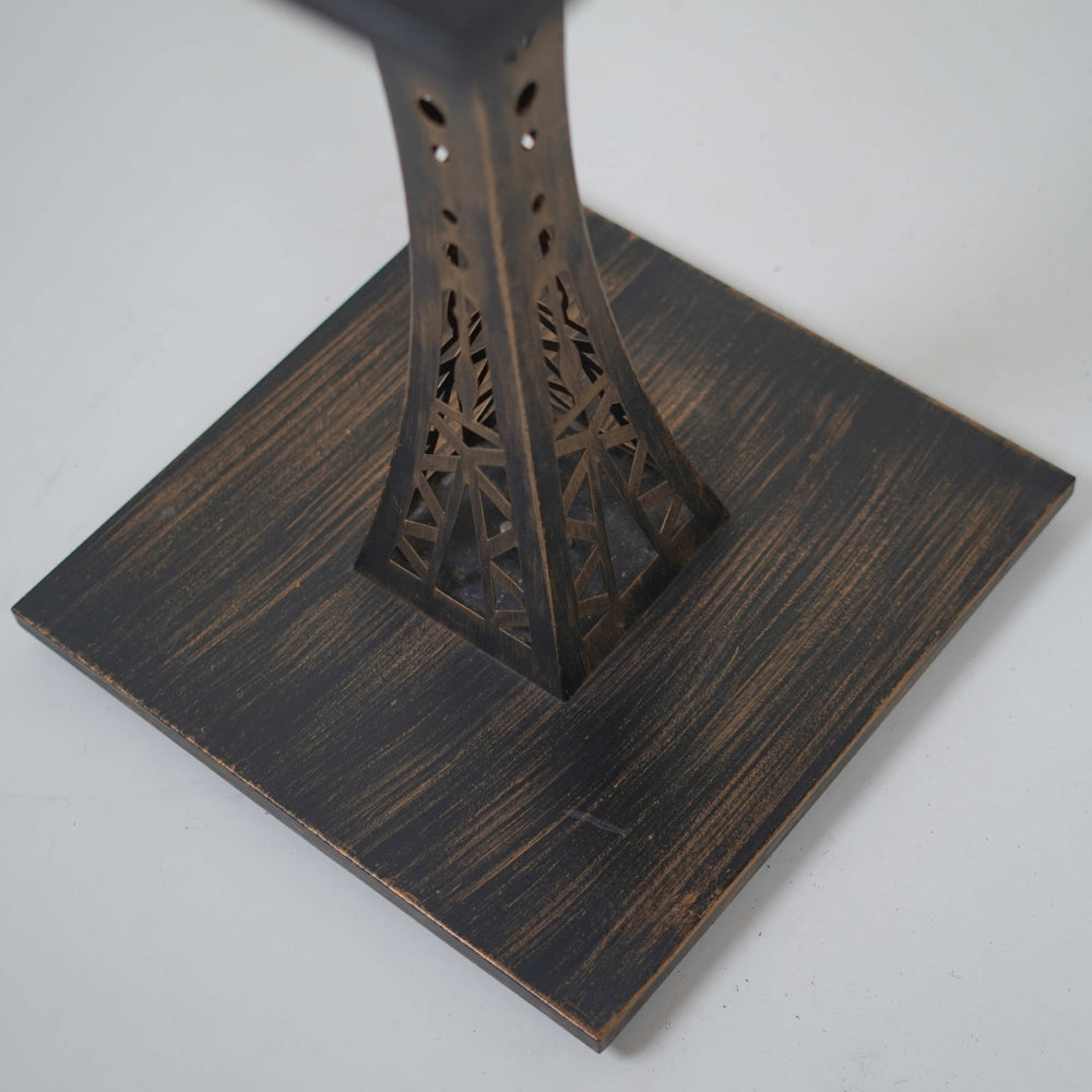 Eifel Table Base Tile Top With Gold Metal Edge Banding