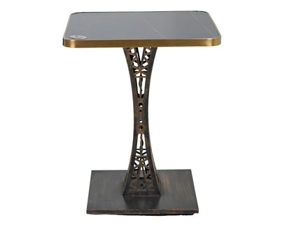 Eifel Table Base Tile Top With Gold Metal Edge Banding