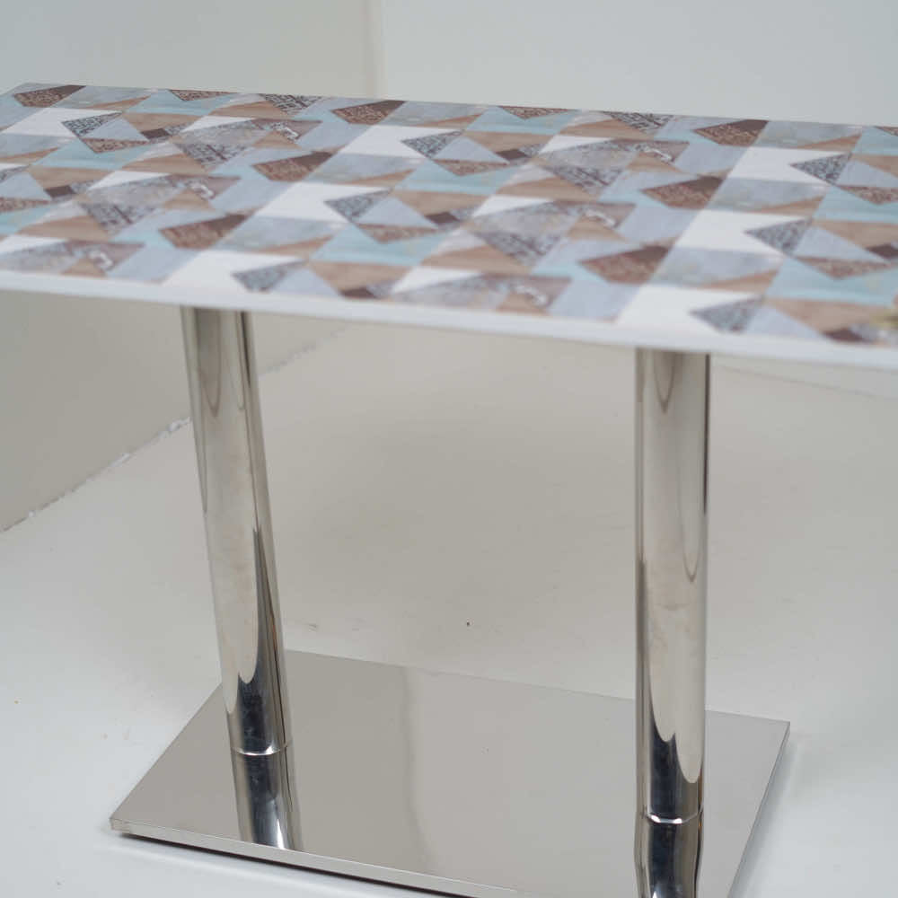 Ghana SS Double Pillar Table Base Designer Top