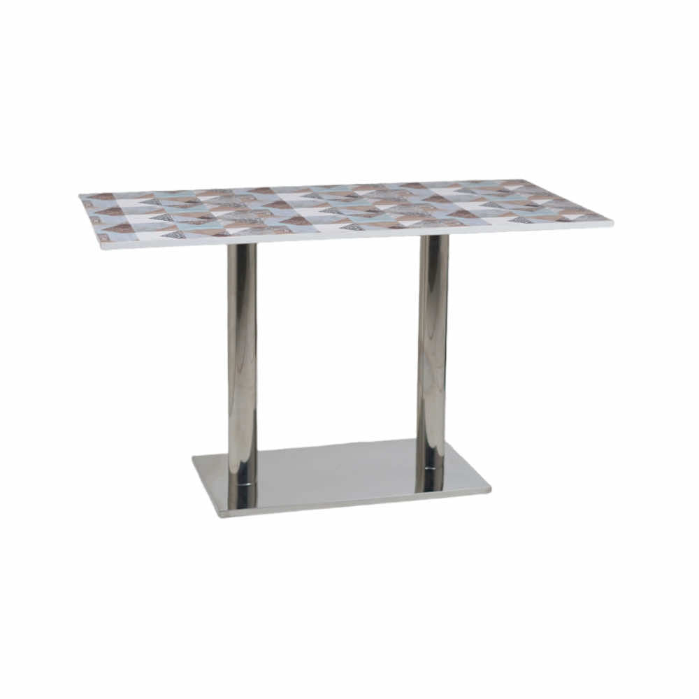 Ghana SS Double Pillar Table Base Designer Top