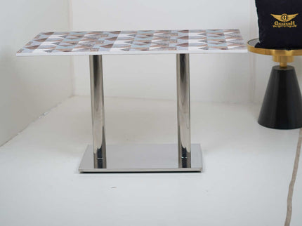 Ghana SS Double Pillar Table Base Designer Top