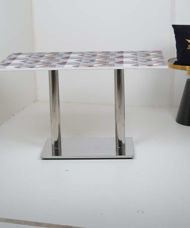 Ghana SS Double Pillar Table Base Designer Top
