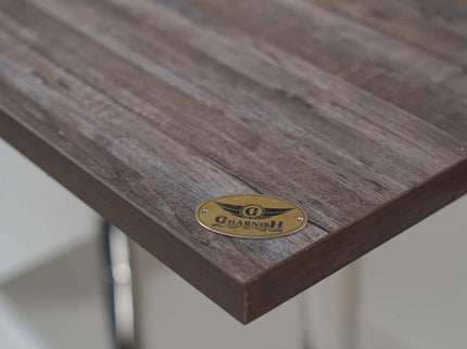 Ghana SS Double Pillar Table Base Walnut Top