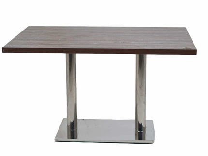Ghana SS Double Pillar Table Base Walnut Top