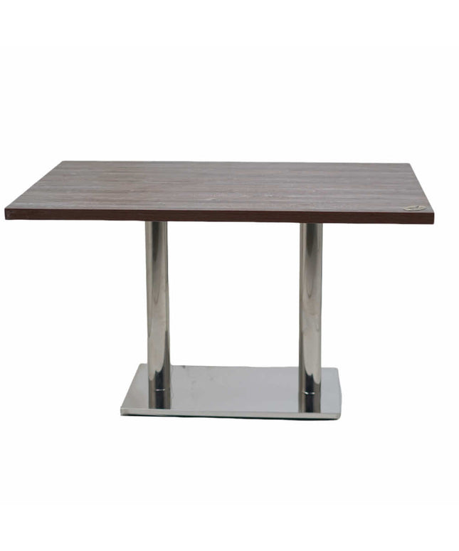 Ghana SS Double Pillar Table Base Walnut Top