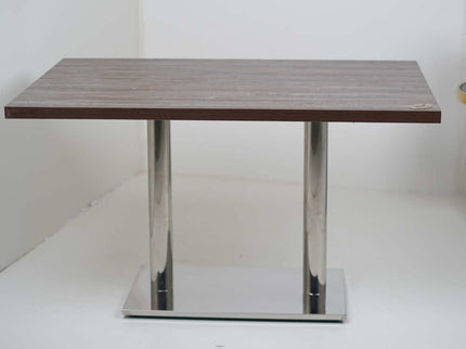 Ghana SS Double Pillar Table Base Walnut Top