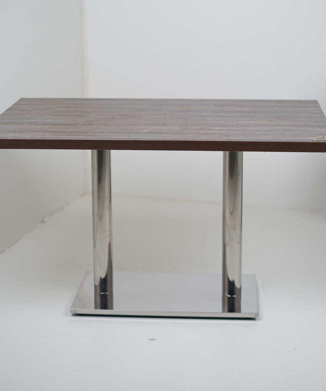 Ghana SS Double Pillar Table Base Walnut Top