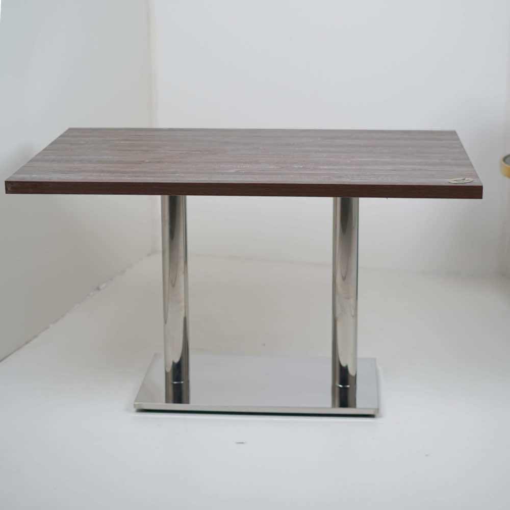 Ghana SS Double Pillar Table Base Walnut Top