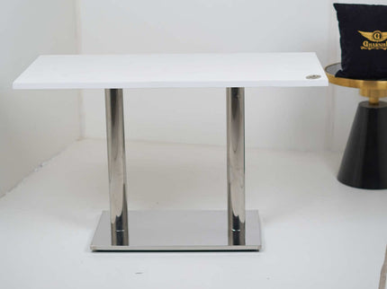 Ghana SS Double Pillar Table Base White Top