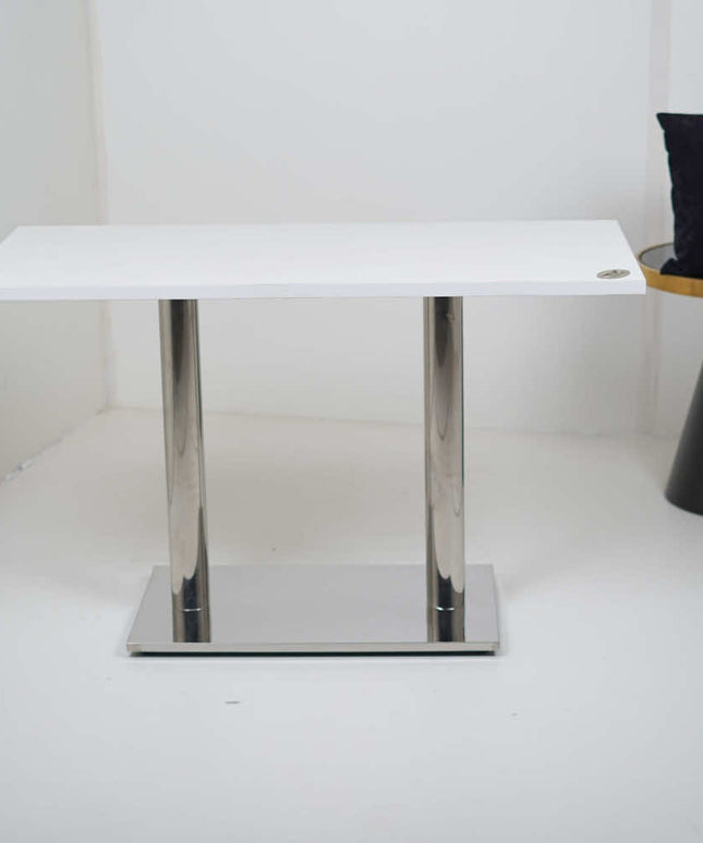 Ghana SS Double Pillar Table Base White Top