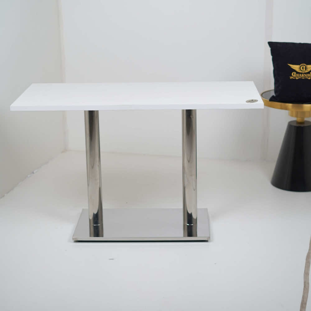 Ghana SS Double Pillar Table Base White Top