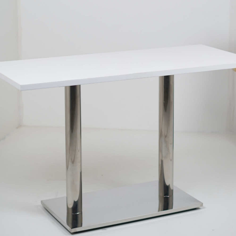 Ghana SS Double Pillar Table Base White Top