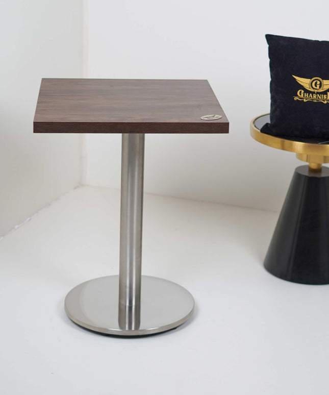 Ghana SS 2 Seater Table With Dark Walnut Top