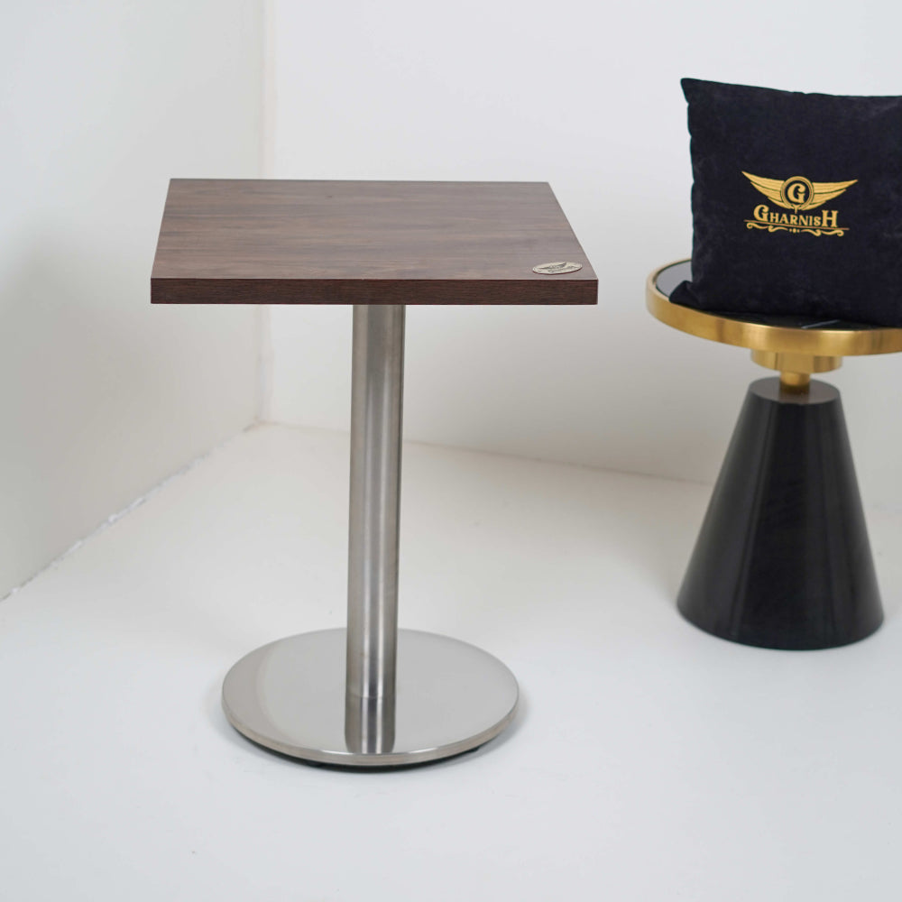 Ghana SS 2 Seater Table With Dark Walnut Top