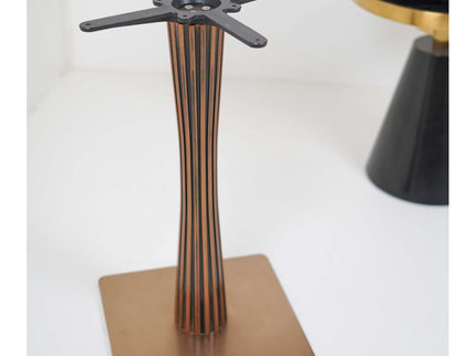 Golden Tree Single Pillar Table Base Tile Top With Gold Metal Edge Banding