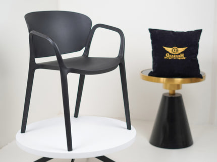 Hangy PVC Cafe Chairs With Arm Rest Black Color